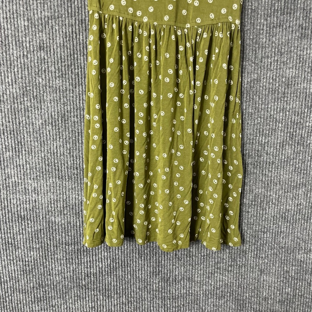Modcloth Dress Womens Small Green Short Sleeve Peace Signs Hippie‎ Lightweight - Picture 2 of 10